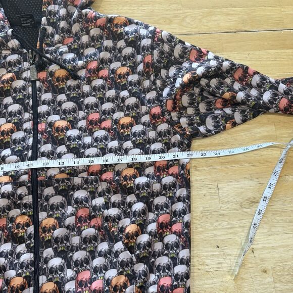 Fifty 24SF Gallery Zipper Hoodie Jacket L All Over Skull Print Grunge Y2k 90s - Picture 8 of 12